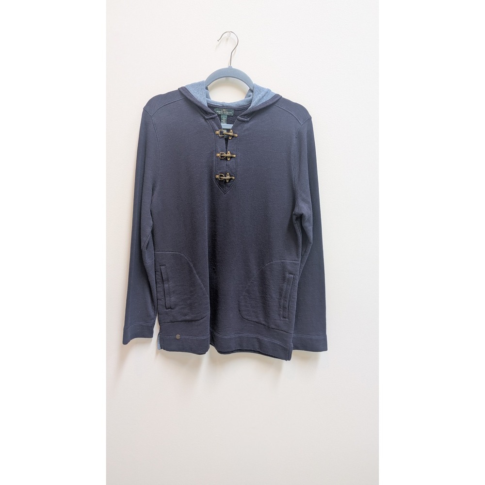 Lauren Ralph Lauren Navy Blue Toggle Hoodie Sweatshirt Brass Lobster Clasp L